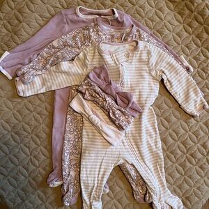 Cloud Island Pink and Cream Kids One Pieces Footies